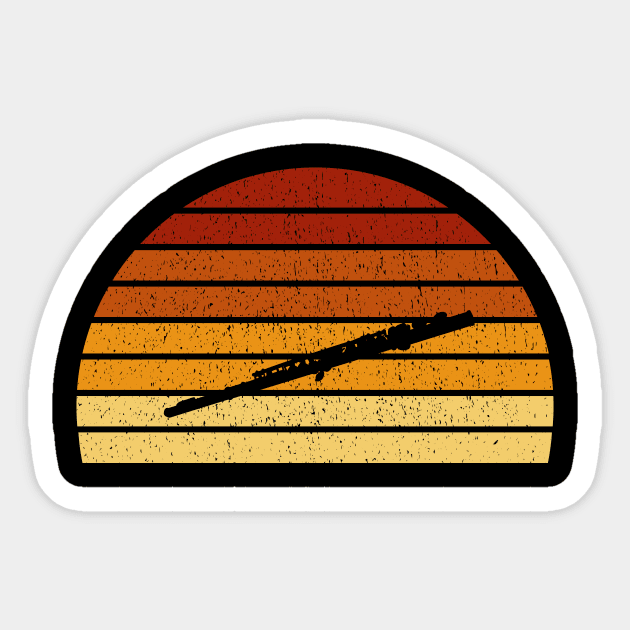 Vintage Sunset Flute Gift For Flutists Sticker by OceanRadar